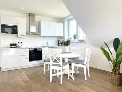 Küche/Küchenzeile in der Unterkunft Duhner Strand Whg 5