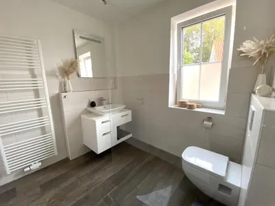 Ein Badezimmer in der Unterkunft Meerglück CUX