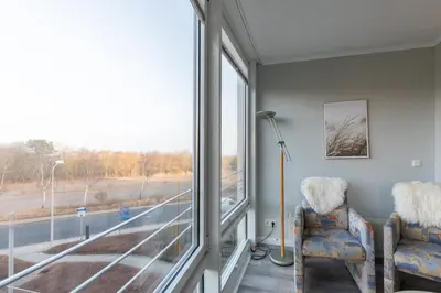 Ein Sitzbereich in der Unterkunft Kurpark Residenz, App 219b