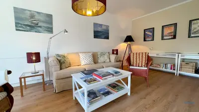 Ein Sitzbereich in der Unterkunft Ferienhaus James