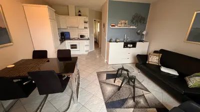 Küche/Küchenzeile in der Unterkunft Ferienwohnung am Kormoranweg