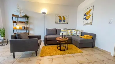Ein Sitzbereich in der Unterkunft Apartmenthaus Waldbad WHG Westwind 15 4