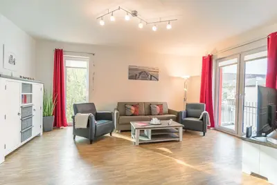 Ein Sitzbereich in der Unterkunft Kirchenstr 22 Nordlichter