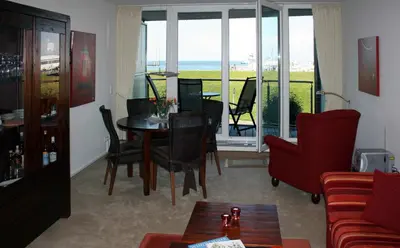 Ein Sitzbereich in der Unterkunft Nordseeblick 6