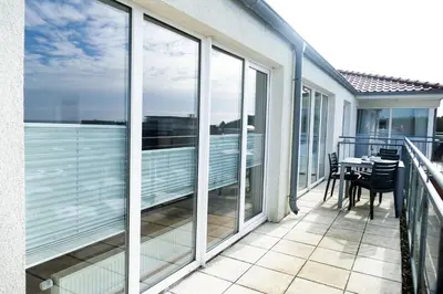 Ein Balkon oder eine Terrasse in der Unterkunft Haus am Waldbad AW15