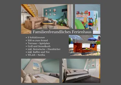 Grundriss der Unterkunft Familienfreundliches Ferienhaus in 5 min zum Strand mit Terrasse und kostenlosem Parkplatz