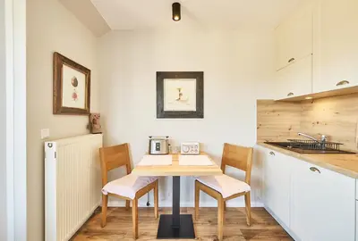 Küche/Küchenzeile in der Unterkunft Ferienwohnung mit Seesicht Grimmershörnbucht