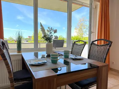 Ein Balkon oder eine Terrasse in der Unterkunft Haus am Waldbad Whg 1
