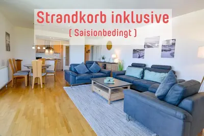 Ein Sitzbereich in der Unterkunft Strandpalais PA07