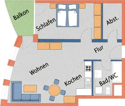 Grundriss der Unterkunft Nordseebrandung B2 2