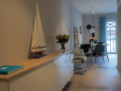 Ein Sitzbereich in der Unterkunft Strandpalais Apartment Kajüte