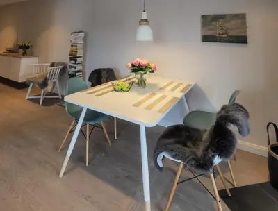 Ein Sitzbereich in der Unterkunft Strandpalais Apartment Kajüte