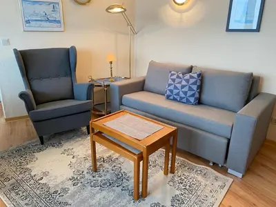 Ein Sitzbereich in der Unterkunft Seehütte Ferienwohnung 604