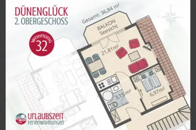 Grundriss der Unterkunft Dünenglück, Ferienwohnung 32