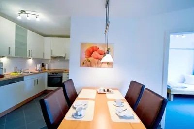 Küche/Küchenzeile in der Unterkunft Haus Nordseebrandung NB43