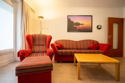 Ein Sitzbereich in der Unterkunft Hus Willem Wohnung II 15