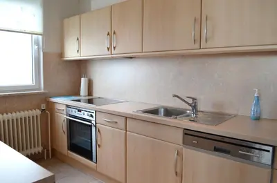 Küche/Küchenzeile in der Unterkunft Büsumer Hochhaus Wohnung Jacqueline