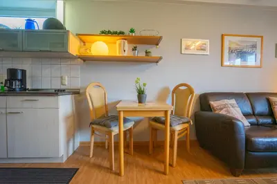 Küche/Küchenzeile in der Unterkunft Hus Willem Wohnung I 12