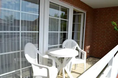 Ein Balkon oder eine Terrasse in der Unterkunft Strandmuschel