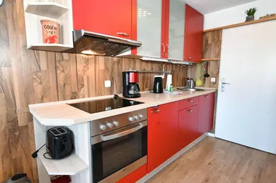Küche/Küchenzeile in der Unterkunft Hus Willem Wohnung I 16, Strandläufer