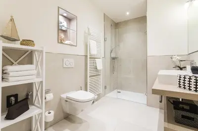 Ein Badezimmer in der Unterkunft Strandvilla Apartment Hafenglück