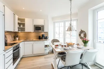 Küche/Küchenzeile in der Unterkunft Strandvilla Apartment Meeresglück