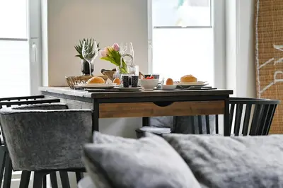 Ein Sitzbereich in der Unterkunft Dat Strandhus Apartment 1