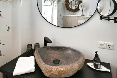 Ein Badezimmer in der Unterkunft Dat Strandhus Apartment 1