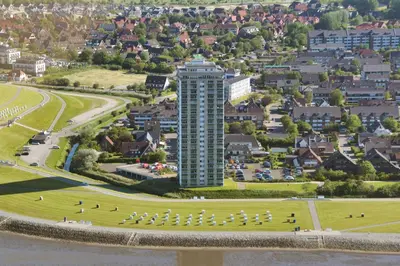 Ein allgemeiner Blick auf Büsum oder ein Stadtblick von der Ferienwohnung aus