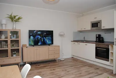 Küche/Küchenzeile in der Unterkunft Haus Hanseatic, Wohnung 201