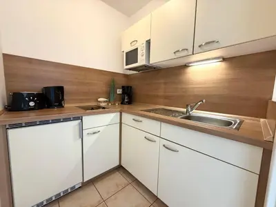 Küche/Küchenzeile in der Unterkunft Haus am Waldbad Whg. 12/7