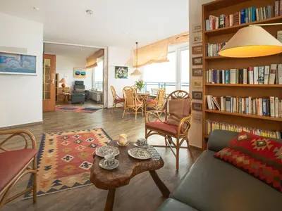 Ein Sitzbereich in der Unterkunft Seehütte Ferienwohnung 5,24