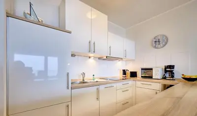 Küche/Küchenzeile in der Unterkunft Nautilus, Ferienwohnung 13 inkl Strandkorb