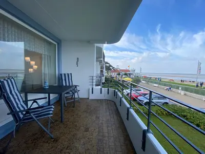 Ein Balkon oder eine Terrasse in der Unterkunft Nautilus, Ferienwohnung 12 inkl Strandkorb
